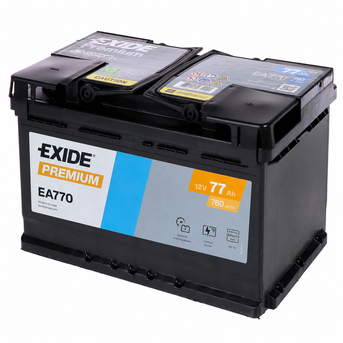 Autobatterie Exide Premium Carbon Boost 2.0 EA770 12V 77Ah Seite rechts