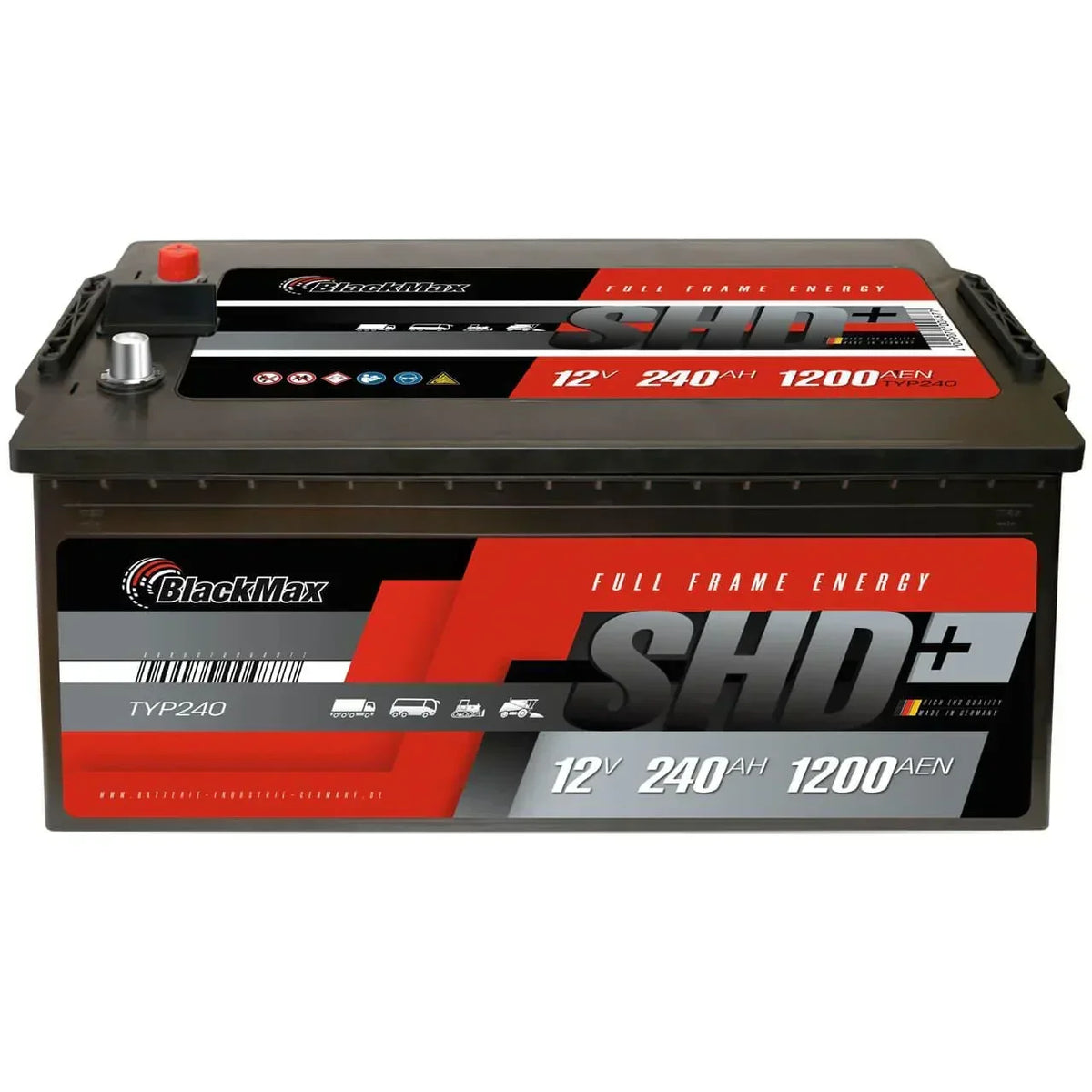 Nutzfahrzeugbatterie BlackMax SHD 12V 240Ah Front