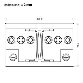Bordnetzbatterie SilverMax EV AGM 12V 70Ah technische Zeichnung oben