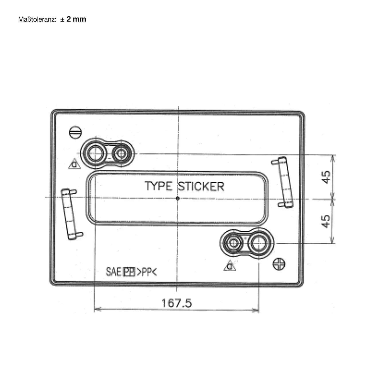 Traktionsbatterie für Reinigungsmaschinen Hebebuehnen Scherenlifte BIG E-Drive T-145 6V 260Ah technische Zeichnung oben