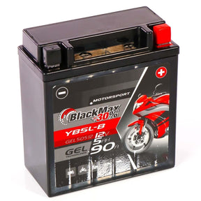 Motorradbatterie BlackMax Motorsport GEL YB5L-B 50512 12V 5Ah Seite links