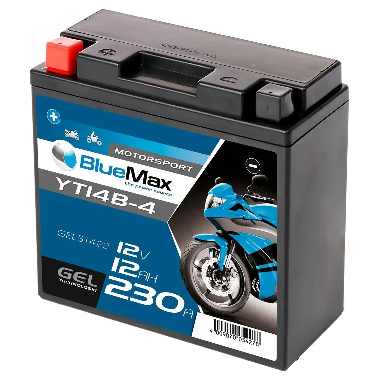 BLUEMAX Motorsport 51422 GEL 12V 12Ah 230A/EN Motorradbatterie