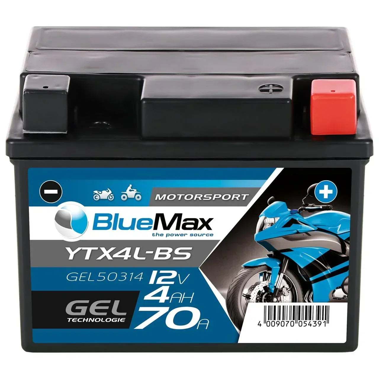 BLUEMAX Motorsport 50314 GEL 12V 4Ah 70A/EN Motorradbatterie