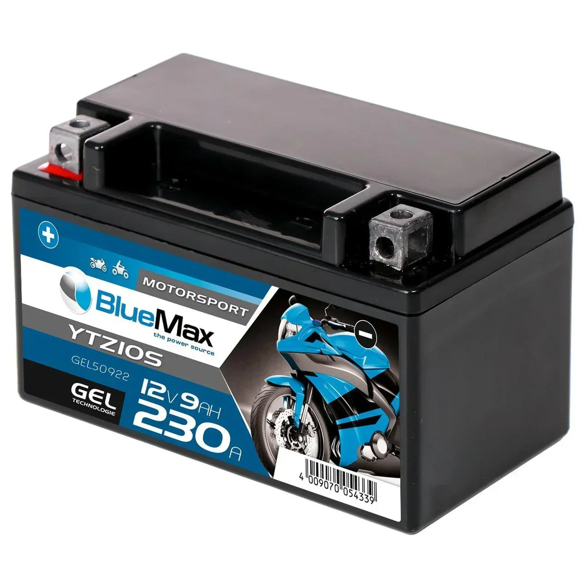 BLUEMAX Motorsport 50922 GEL 12V 9Ah 230A/EN Motorradbatterie