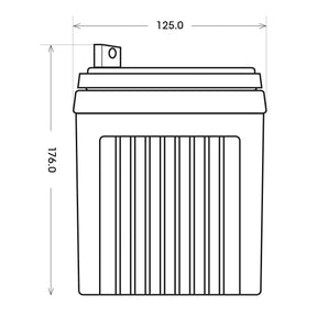 Rasentraktor Batterie BIG U1R 12V 30Ah 330A/EN technische Zeichnung Seite