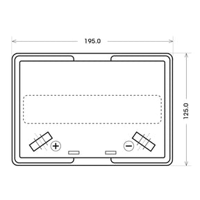 Rasentraktor Batterie BlackMax U1 12V 35Ah technische Zeichnung oben
