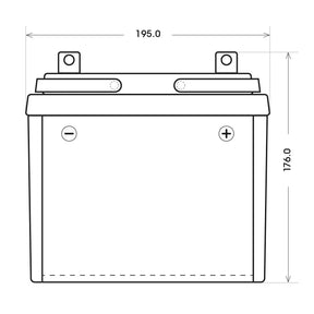 Rasentraktor Batterie BlackMax U1R 12V 35Ah technische Zeichnung Front
