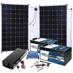 BIG Power Grid Solaranlage 24V 2000W Inverter + 2x 300W Panel Monokristallin + Victron Smart Solar MPPT 100/30