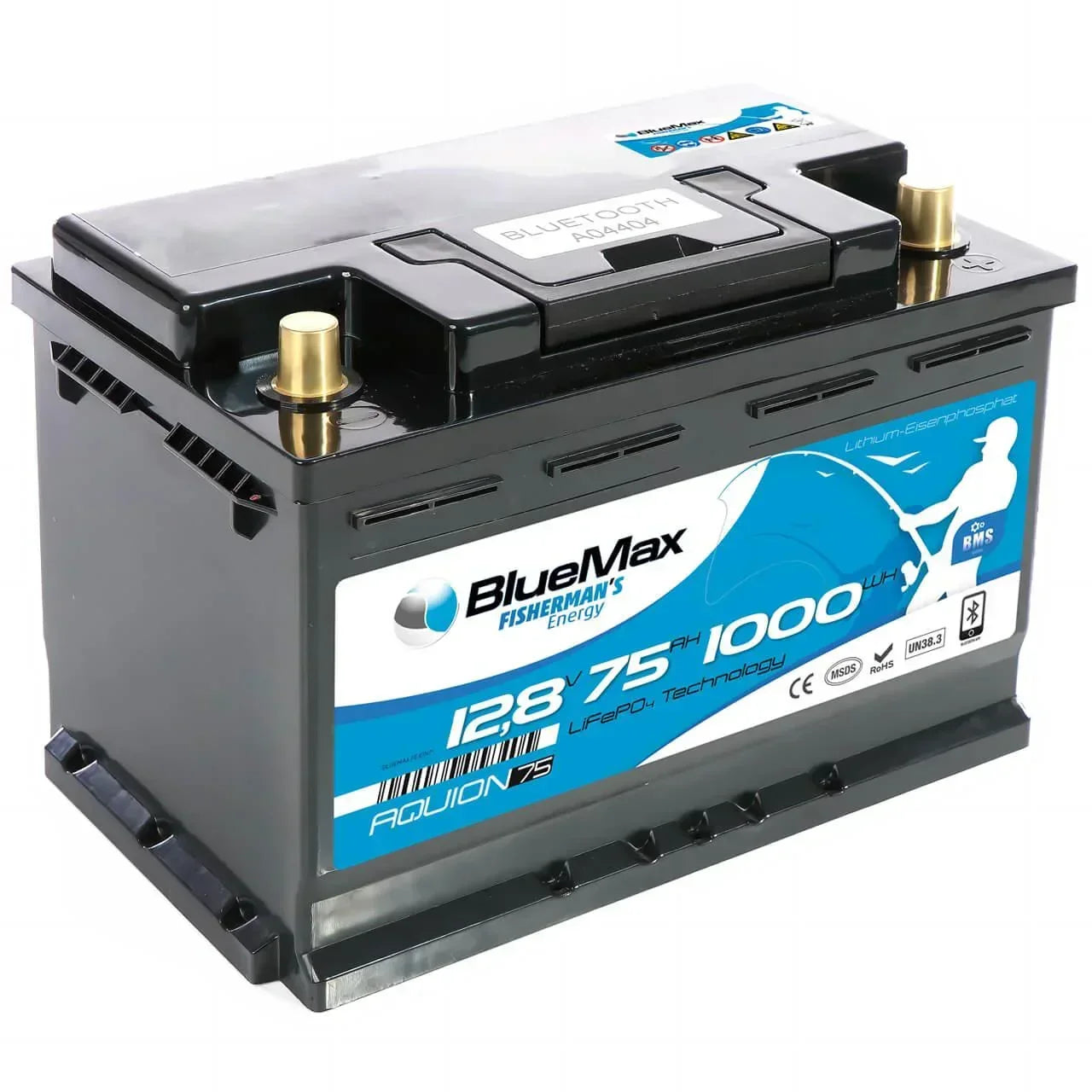 Versorgerbatterie BLUEMAX Fishermans Energy LiFePo4 Lithium 12V 75Ah Seite links