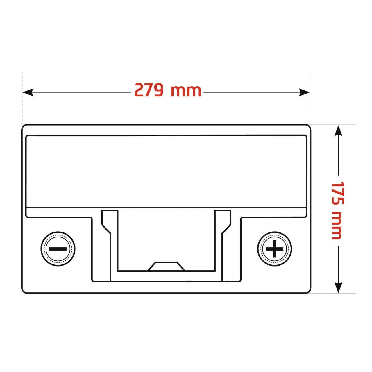 Versorgerbatterie BLUEMAX Fishermans Energy LiFePo4 Lithium 12V 75Ah technische Zeichnung oben