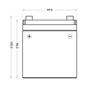 Kinder Elektrofahrzeug Batterie BLUEMAX KidsCar AGM 12V 12Ah technische Zeichnung Seite