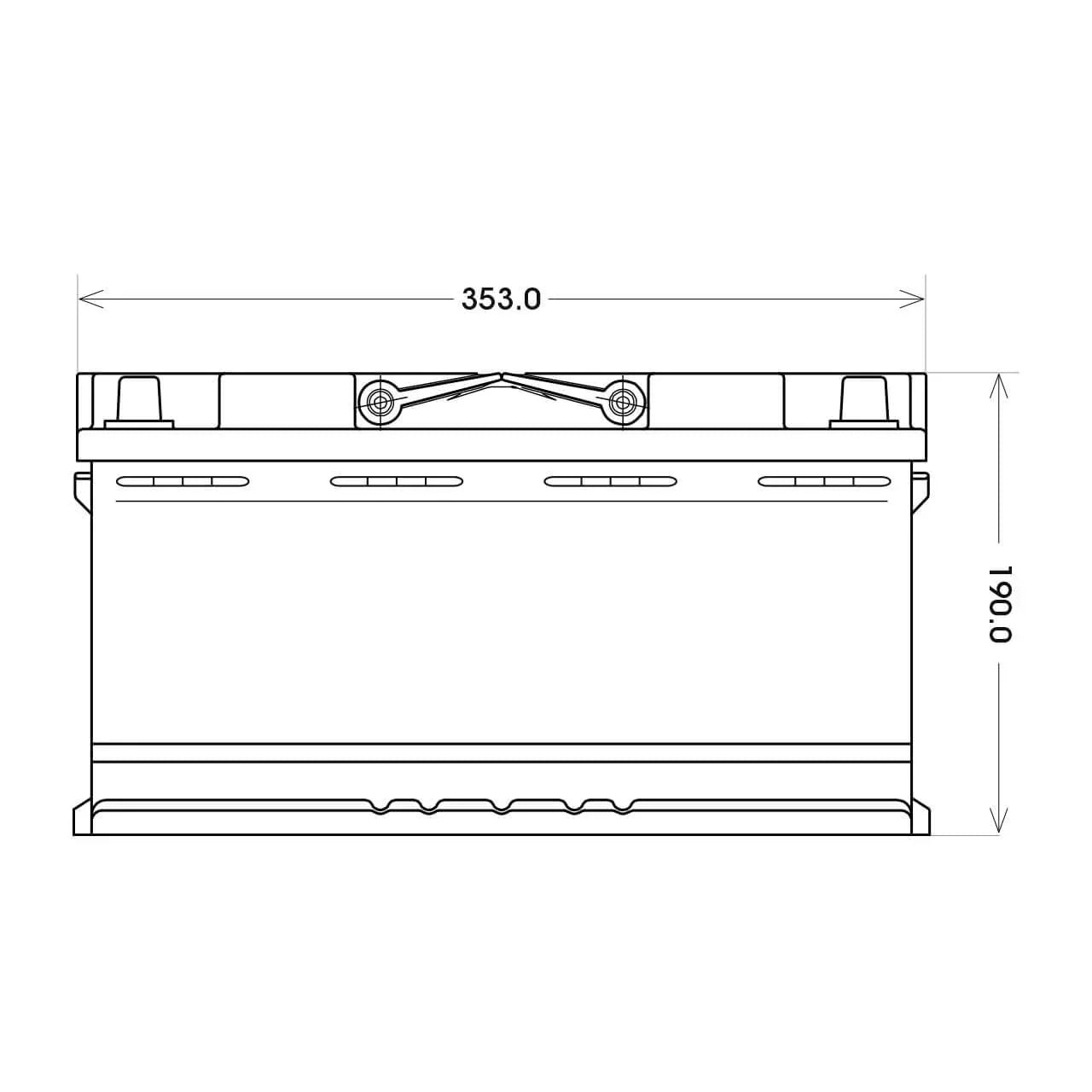 Versorgerbatterie Panther AGM 12V 95Ah technische Zeichnung Front