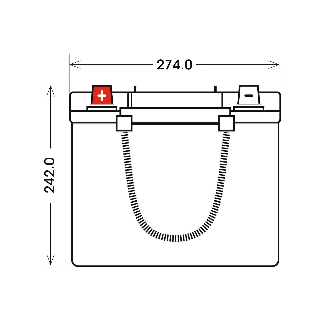 Versorgerbatterie Panther AGM 12V 200Ah technische Zeichnung Seite