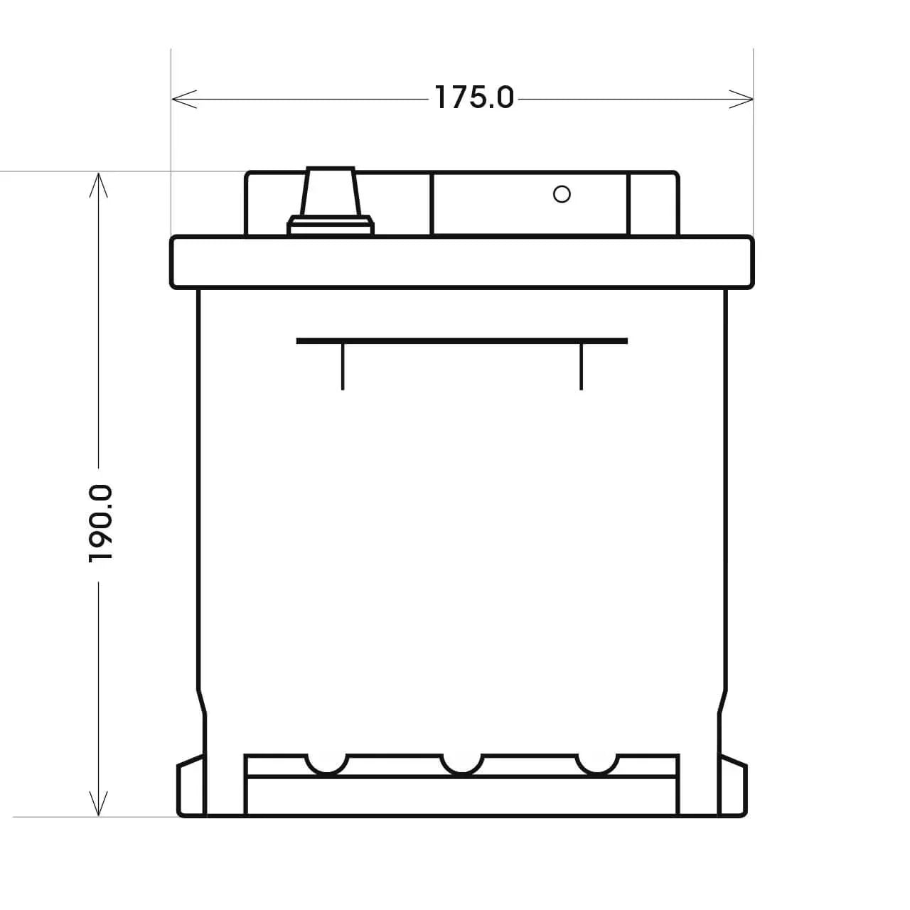 Versorgerbatterie Panther AGM 12V 60Ah technische Zeichnung Seite