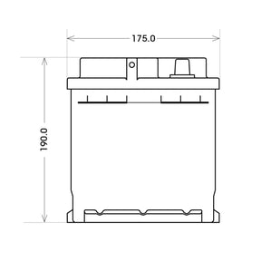 Versorgerbatterie Panther AGM 12V 70Ah technische Zeichnung Seite